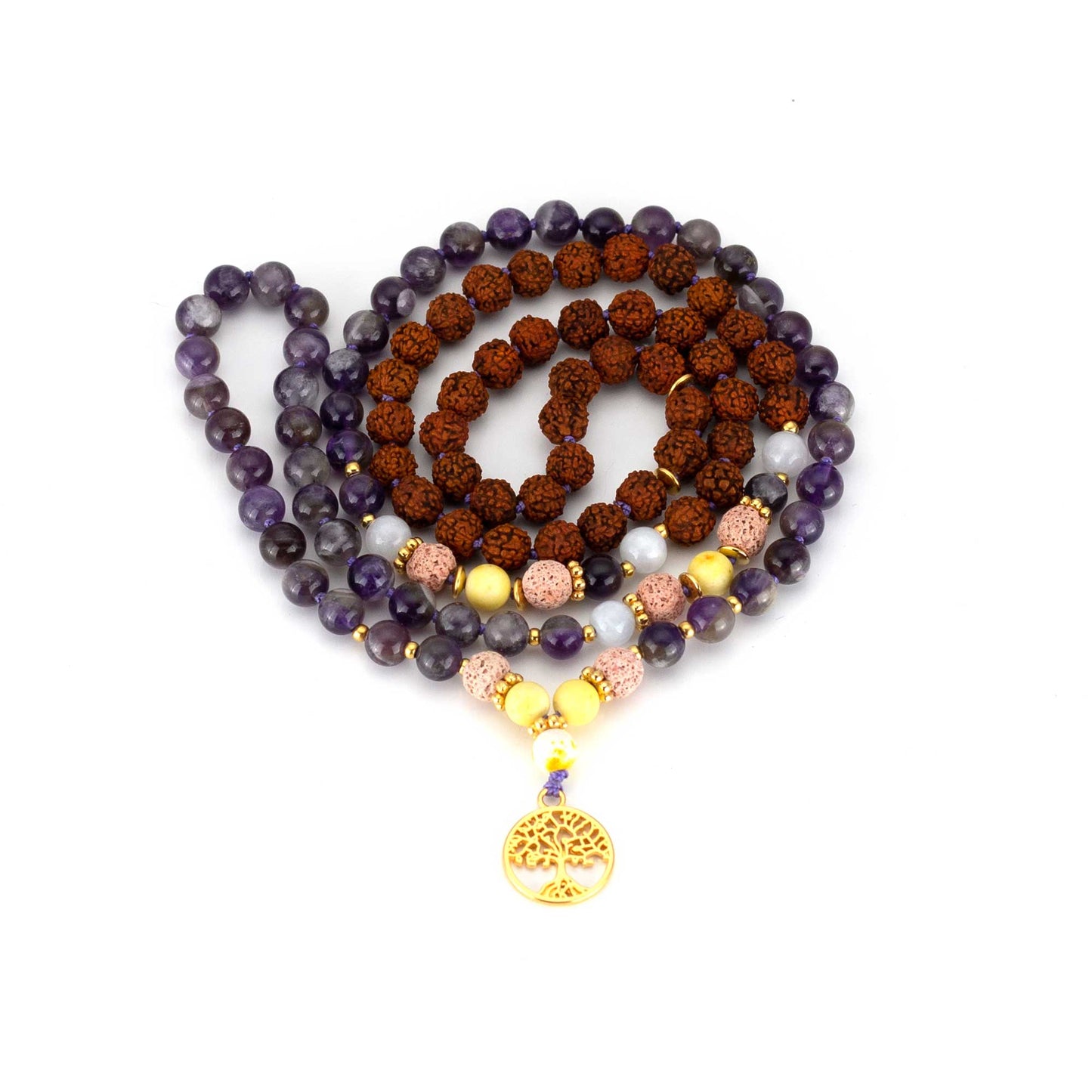 Mala Kette Harmony - Amethyst und Rudraksha
