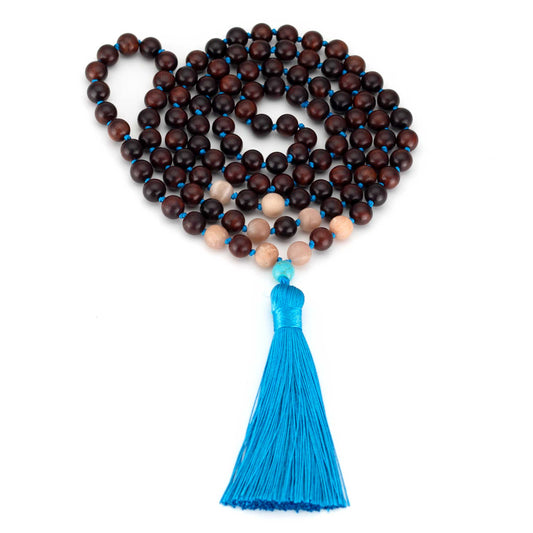 Mala Kette Stability- Sandelholz und Mondstein