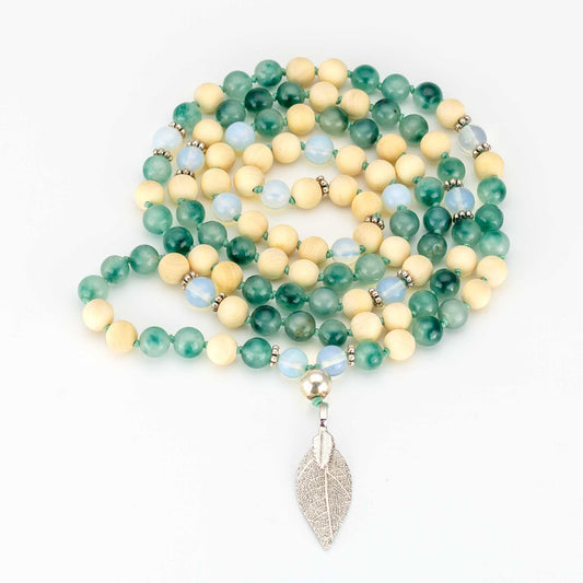 Mala Kette Tranquility - Aventurin und Weißes Sandelholz