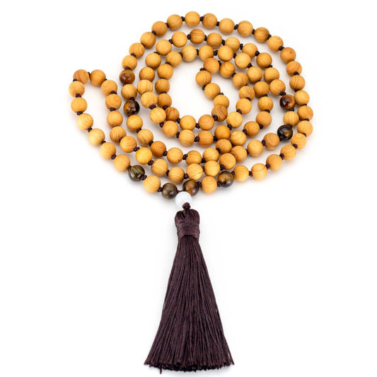 Mala Kette Focus - Thujaholz und Tigerauge