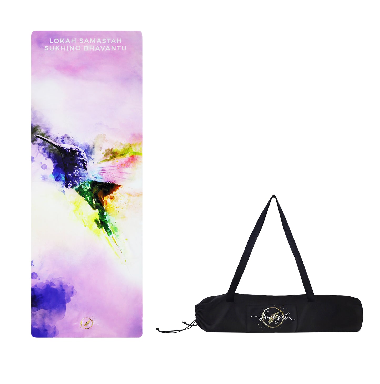 Yoga Duo-Bundle "Purple Hummingbird" - Yogamatte & Tasche
