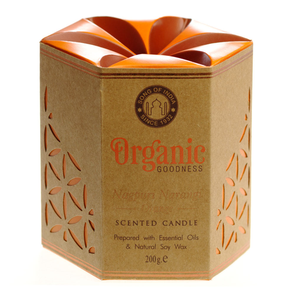 Bio Duftkerze, handgeschöpft  - Orange in Verpackung von Shiva Girl
