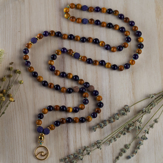 Mala Kette Balance - Amethyst und Sandelholz