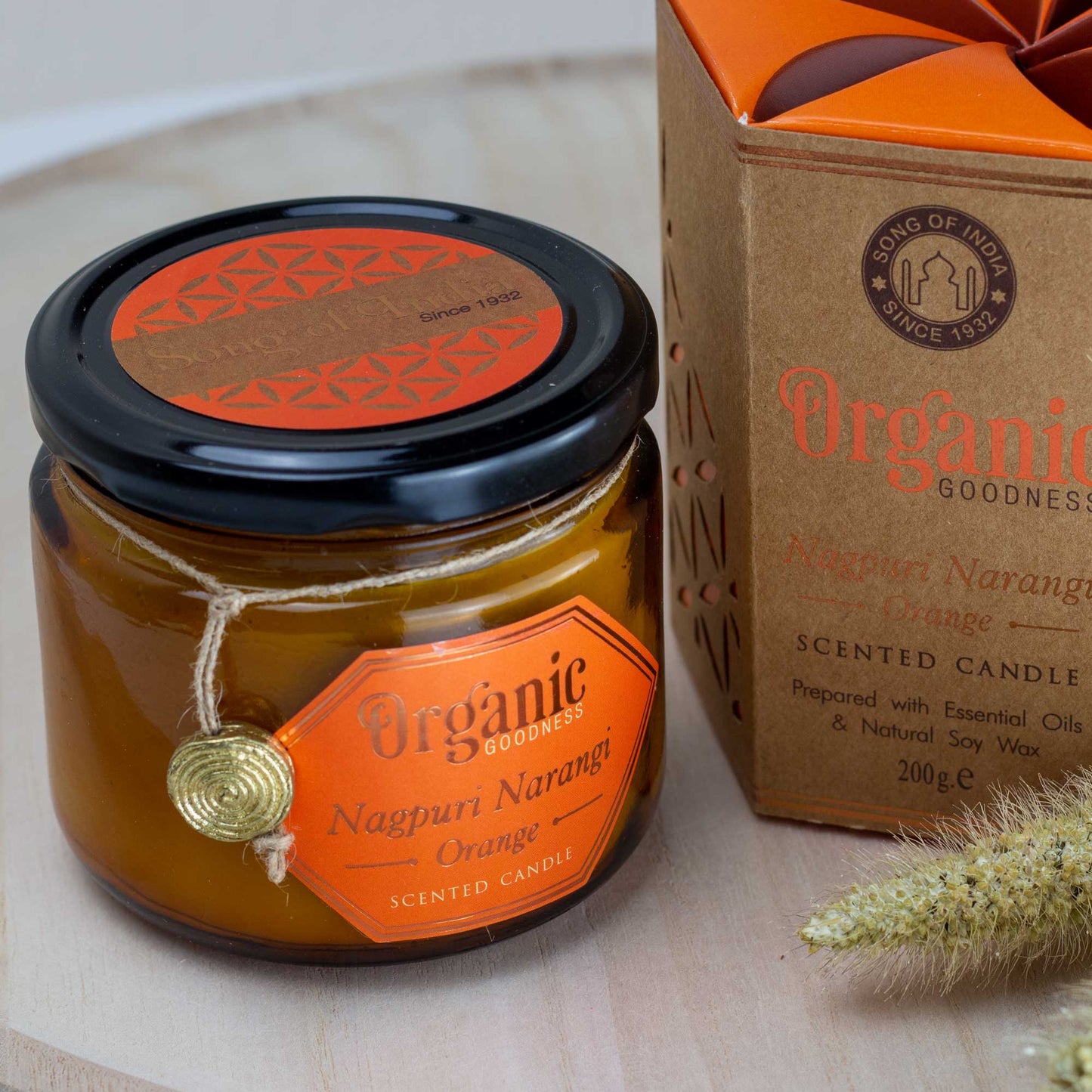 Bio Duftkerze, handgeschöpft  - Orange