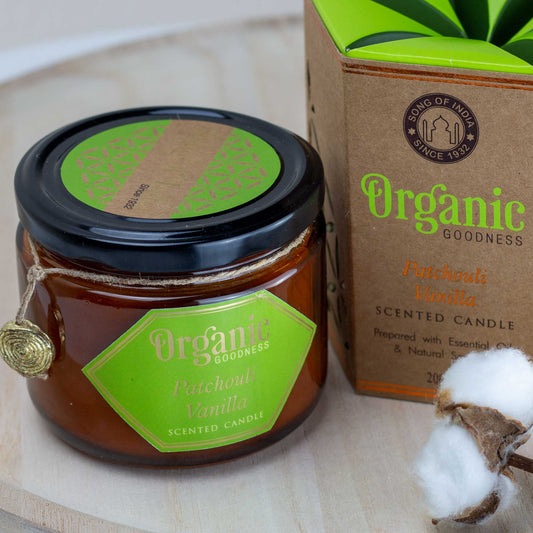 Bio Duftkerze, handgeschöpft  - Patchouli Vanille